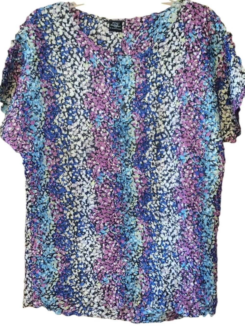 Magic Scarf Petals Crinkled Multicolor Lightweight Top OS
